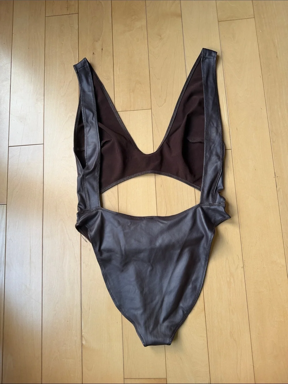 SKIMS Brown Cutout One-Piece Swimsuit
